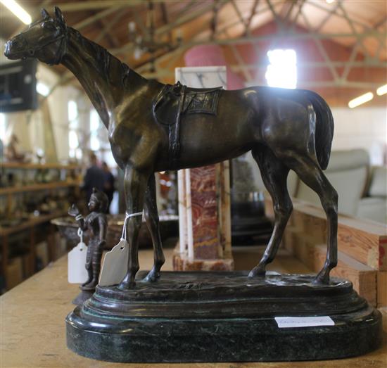 Bronze of horse on marble base